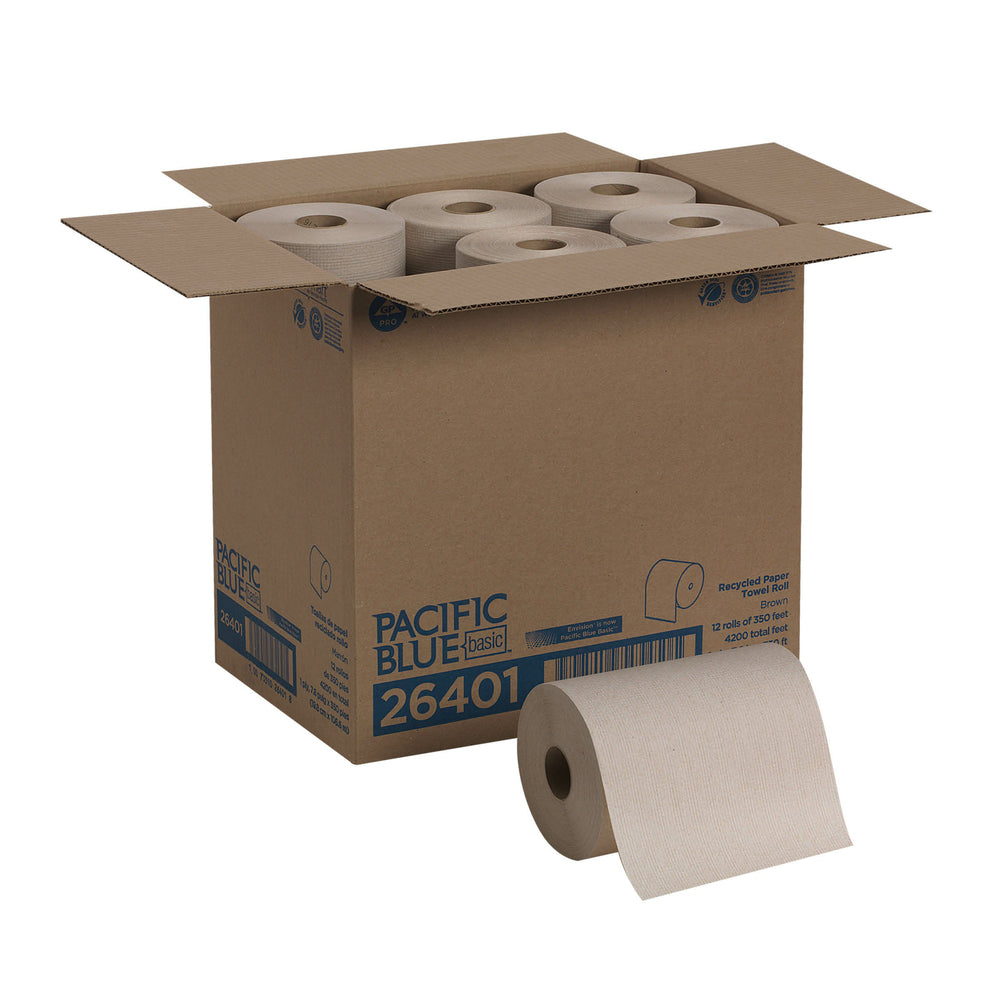 Georgia-Pacific Pacific Blue Basic Recycled Paper Towel Roll - Brown - 12 Pack