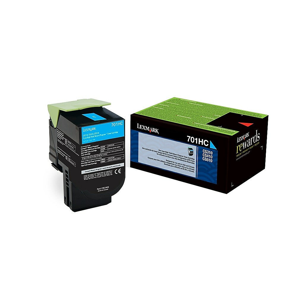 Cartouche de toner cyan Lexmark 701HC à retourner - Haute capacité (70C1HC0)