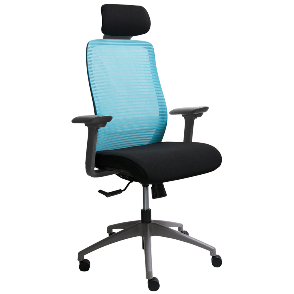 Fauteuil Horizon ERA à dossier mi-hauteur en maille avec siège coulissant - Bleu