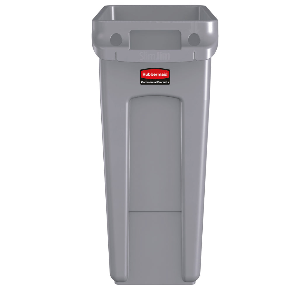 Conteneur à déchets ventilé Rubbermaid Slim Jim - Gris - 16 gal 60 L
