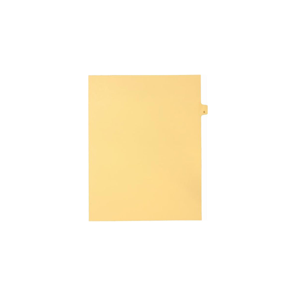 Sterling Numeric Singles Tabs, #6, Buff, Letter Size, 1/25th Cut, 25/pk