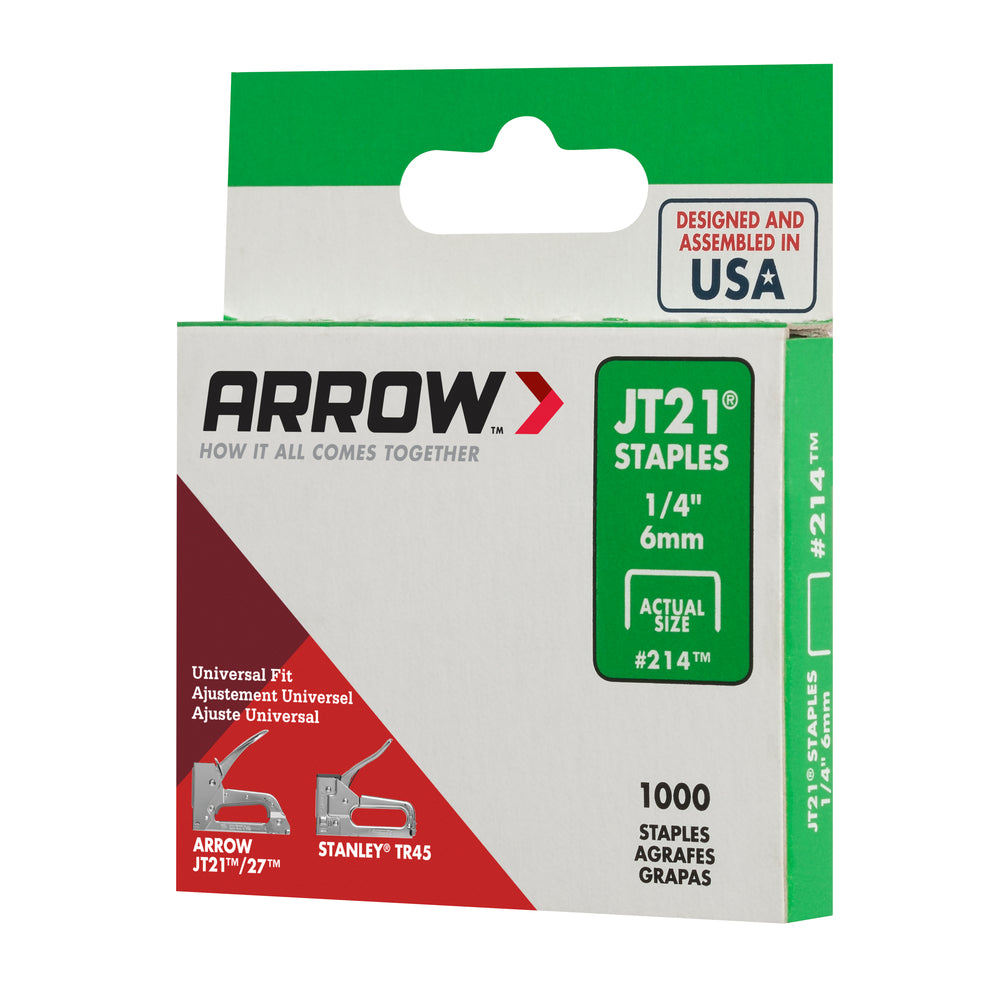 Arrow Staples - JT21 - 1/4" (6mm) - 1000