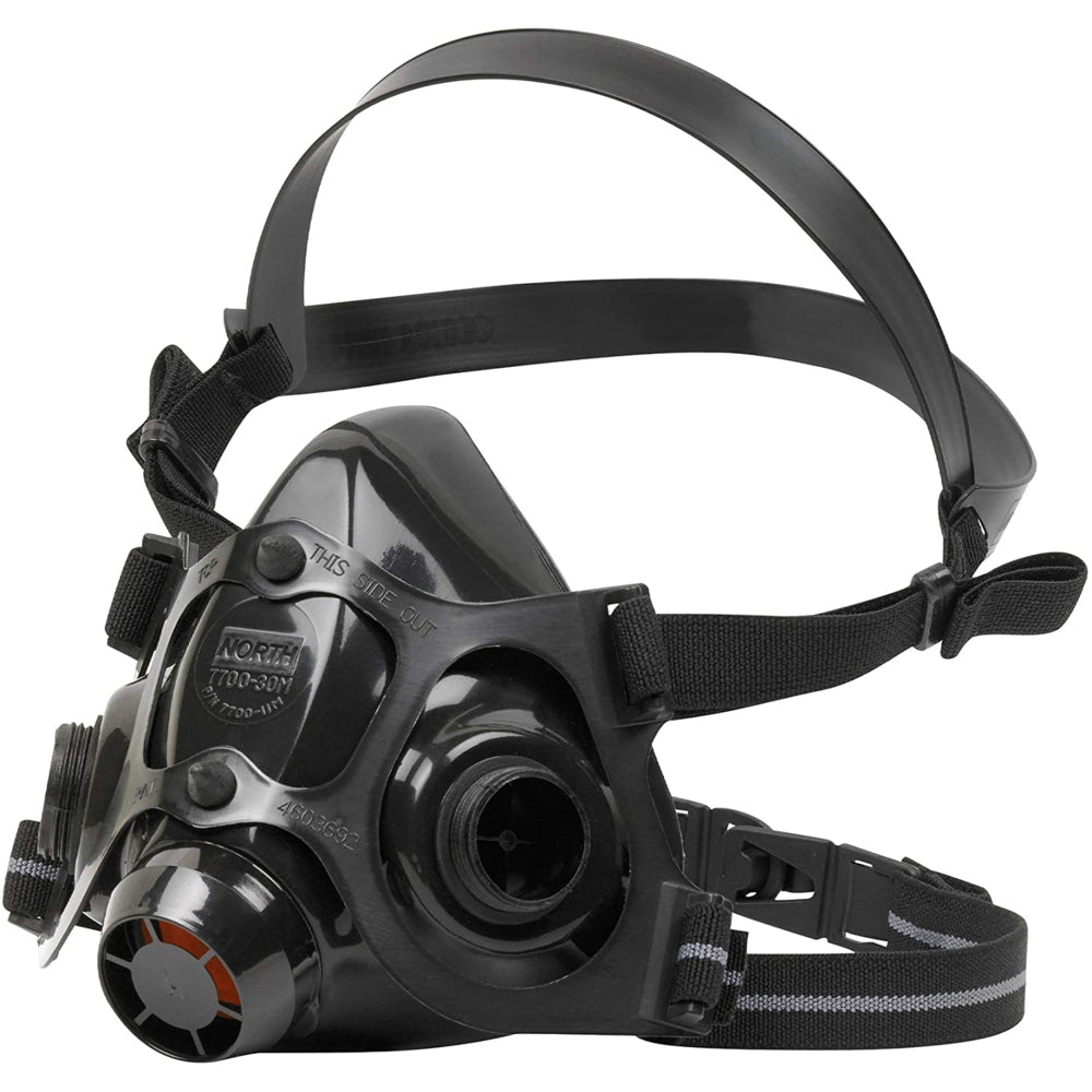 North by Honeywell Half Mask with Dual Cartridge Connectors - Silicone - Medium - Black