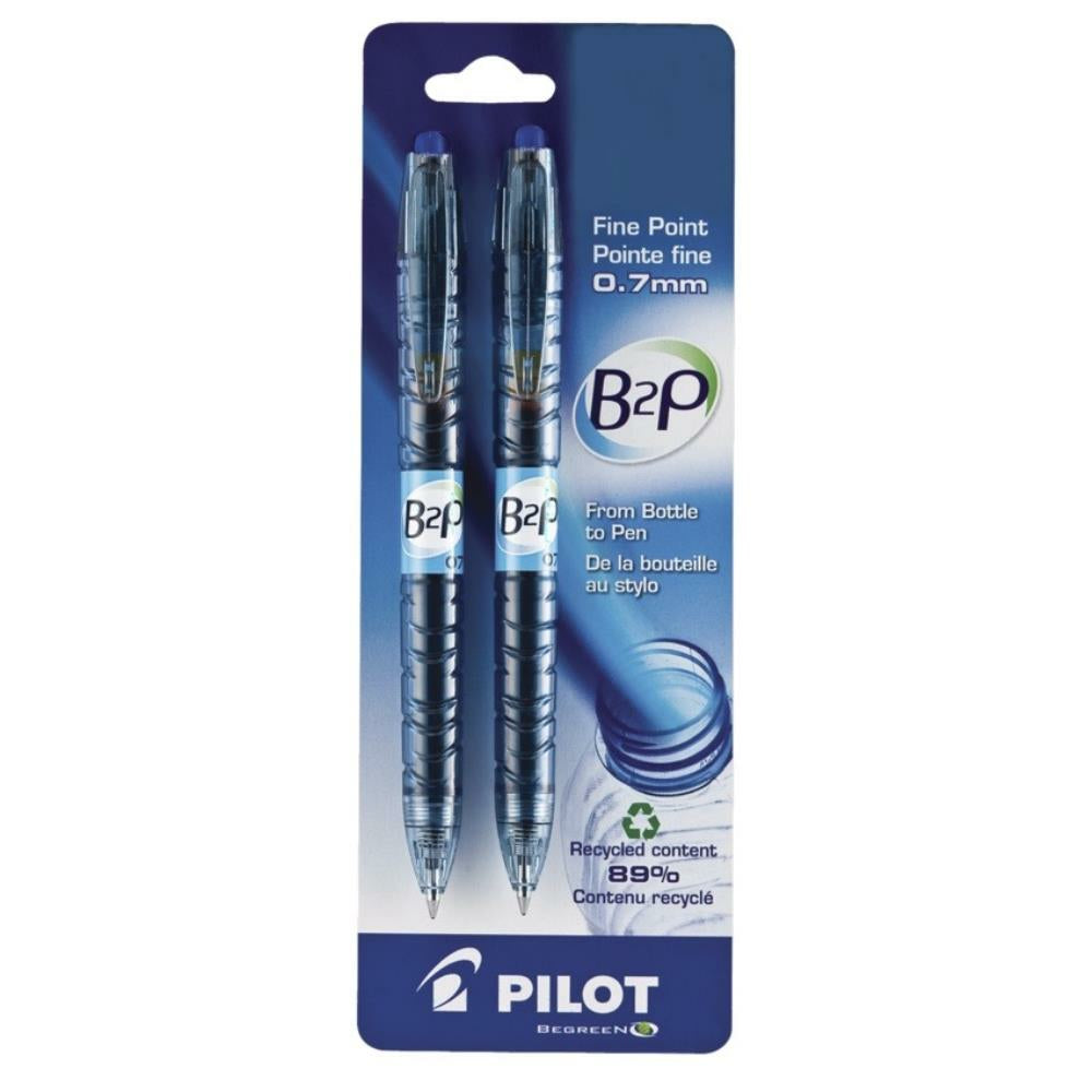 Stylo à encre gel Pilot Begreen B2P, rétractable, 0,7 mm, bleu, paq./2
