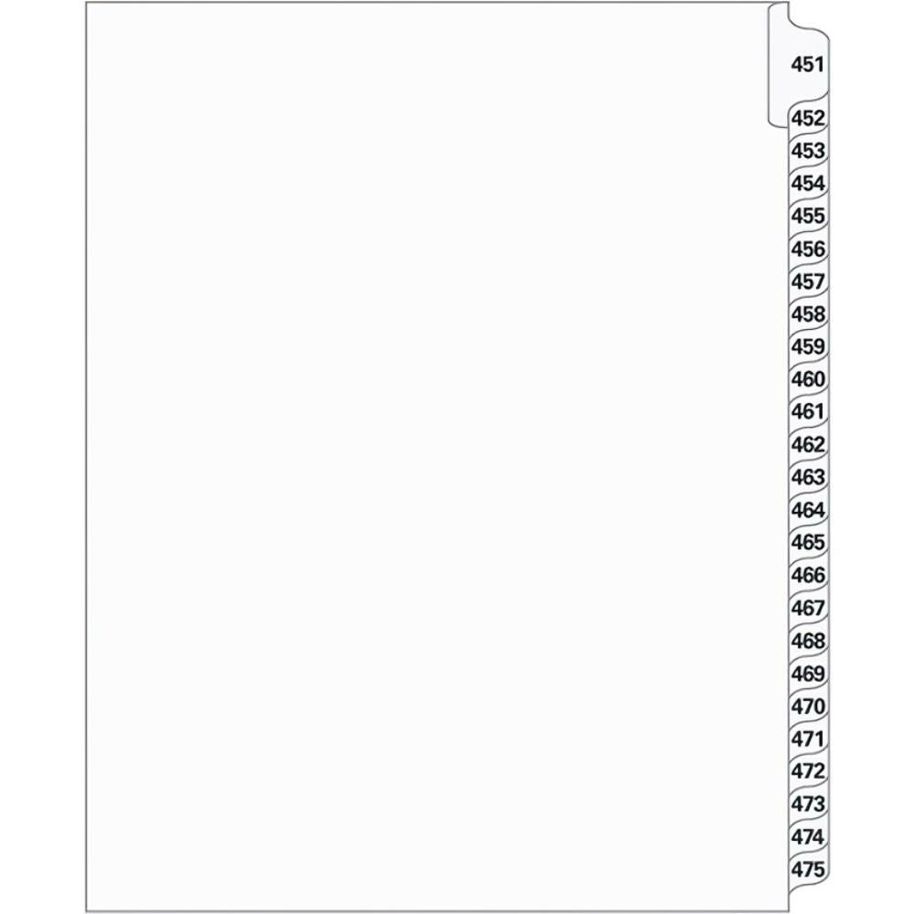 Supreme Litigation Tabs 25th Cut Numeric Set 11" White #451-475