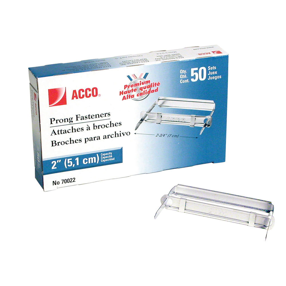 ACCO Premium Prong Paper Fasteners Set - Style 22F - 2-3/4 Center - 2" Prong Capacity - 50 Pack