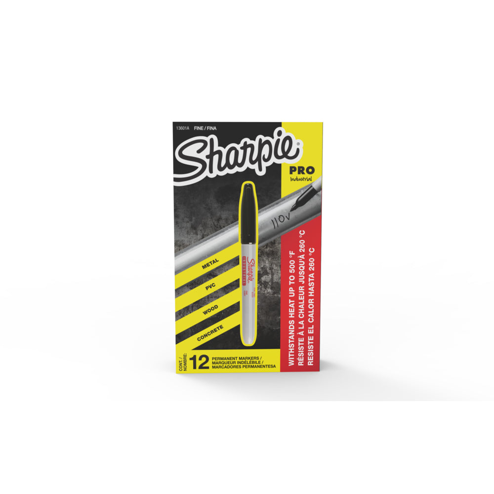 Marqueurs industriels Sharpie, pointe fine, noirs, paquet de 12