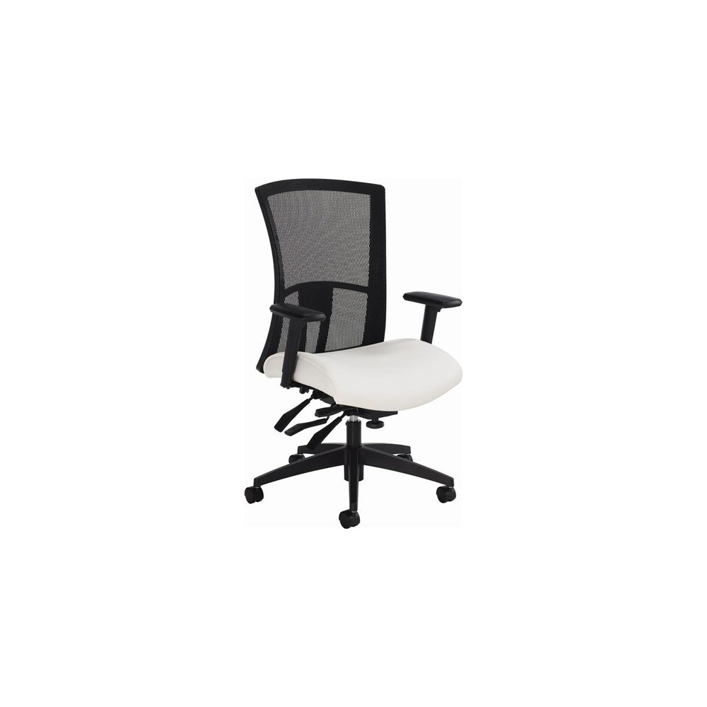 Fauteuil multi-bascules Vion à dossier haut avec cadre anti-brouillard, Allante Vinyl 2 - Tissu blanc (BLANC), 6321-3 A48E BLK AS CX A9