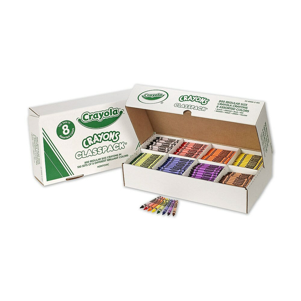 Crayons de couleur Crayola Regular Classpack - Assortiment de 8 couleurs - Paquet de 800