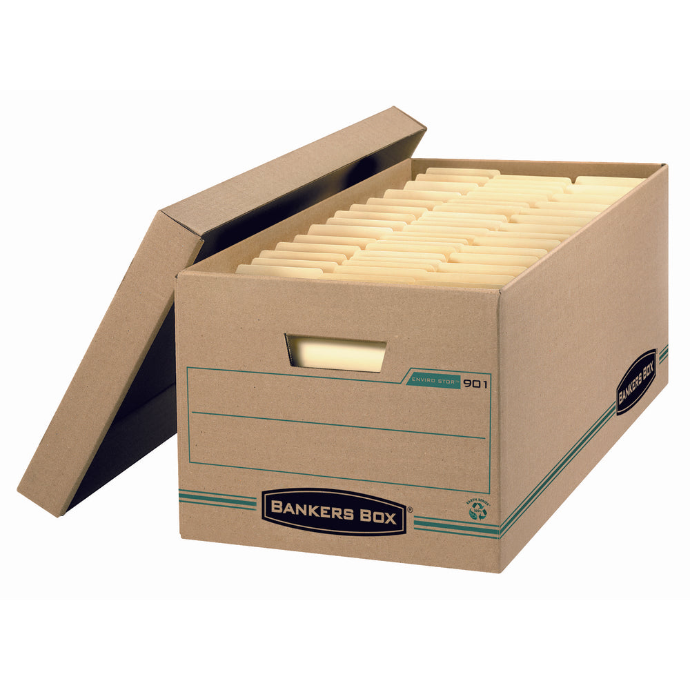Fellowes Bankers Box Enviro Stor Storage Box - Letter Size - Kraft/Green - 12 Pack