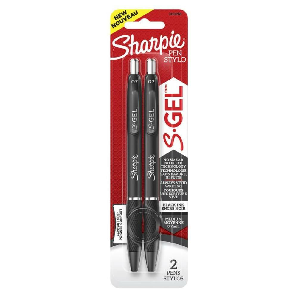 Sharpie S-Gel 0.7mm Gel Pen, Black, 2 Pack