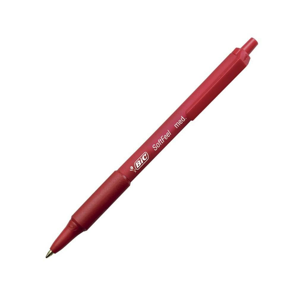 BIC Soft Feel Retractable Ballpoint Pen - Medium Point (1.0mm) - Red