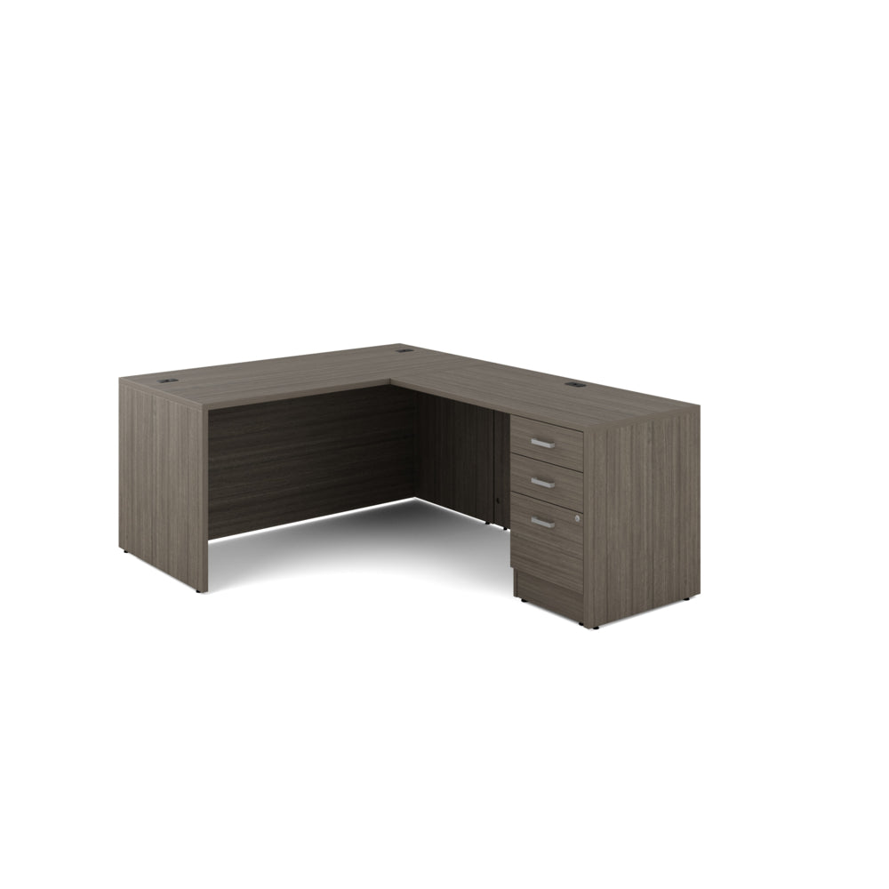 Poste de travail en L Newland Offices to Go - 3 tiroirs - 60" x 78" - Gris