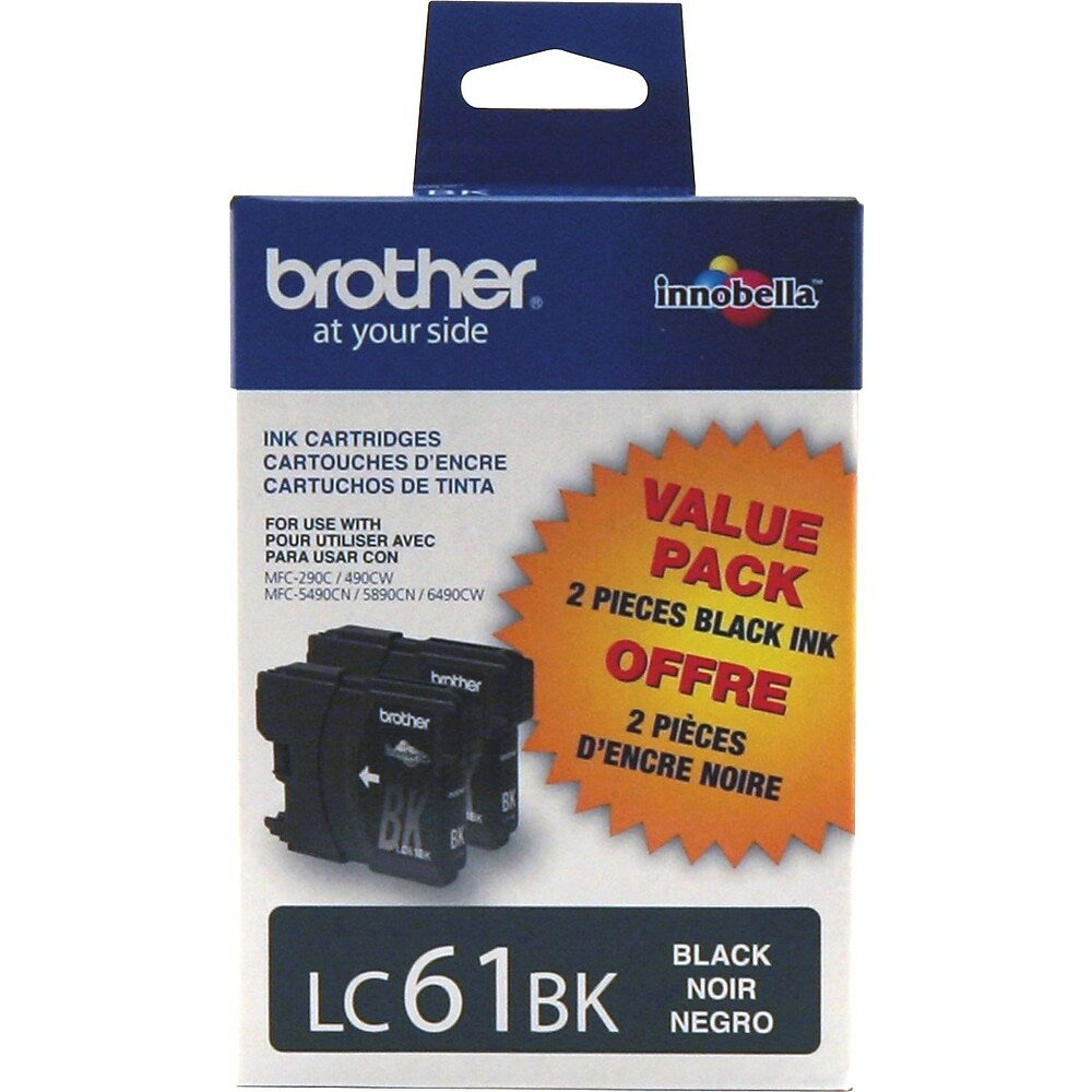 Cartouches d'encre noire Brother LC61 Innobella, lot de 2