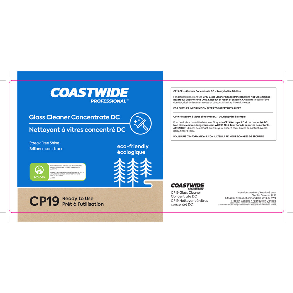 Nettoyant pour vitres concentré Coastwide Professional CP19 DC (étiquette secondaire)
