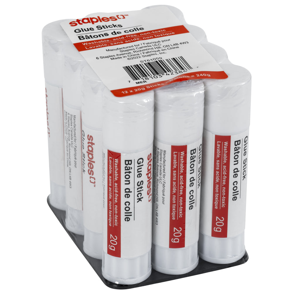 Staples Washable Glue Sticks - 20g - 12 Pack