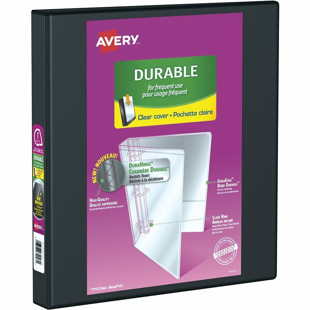 Avery Durable View Binder, 1" Sized Slant D Rings, Black, (34003)