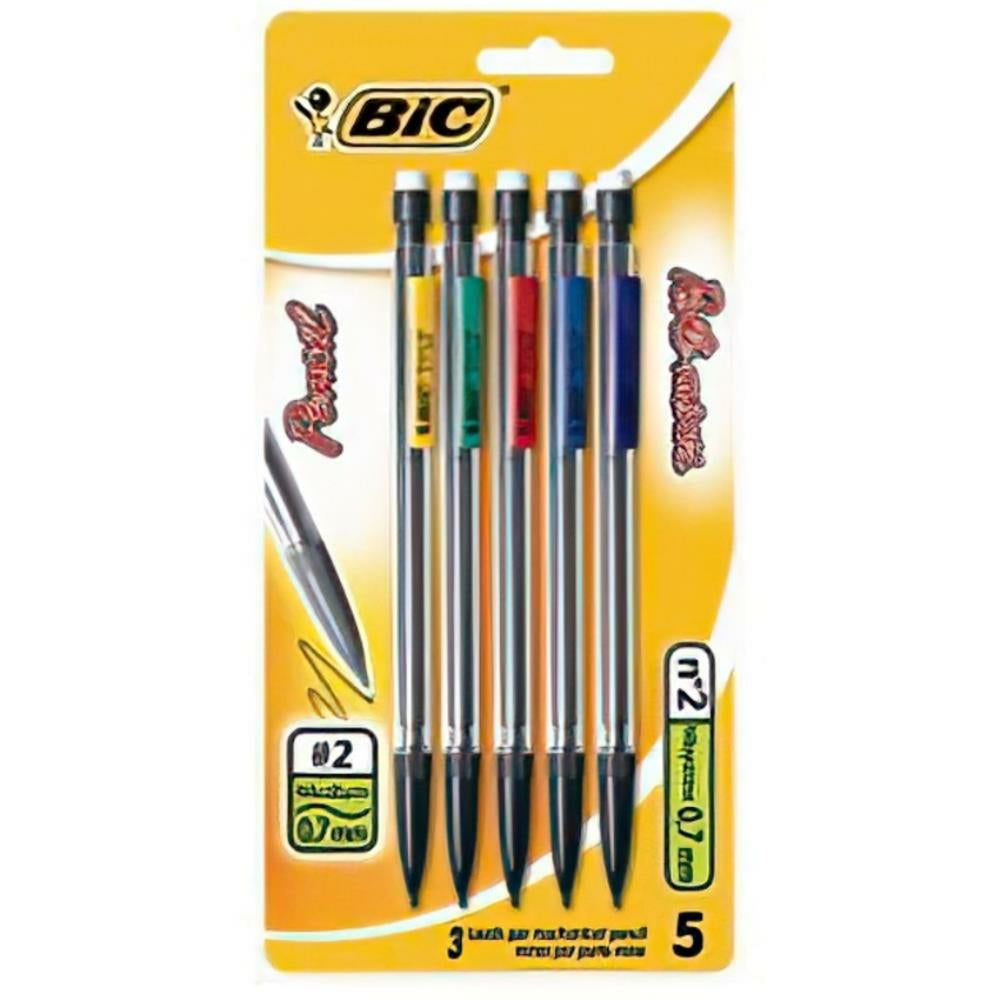 BIC HB Mechanical Pencil - Assorted Barrel Colour - 0.7mm - 5 Pack