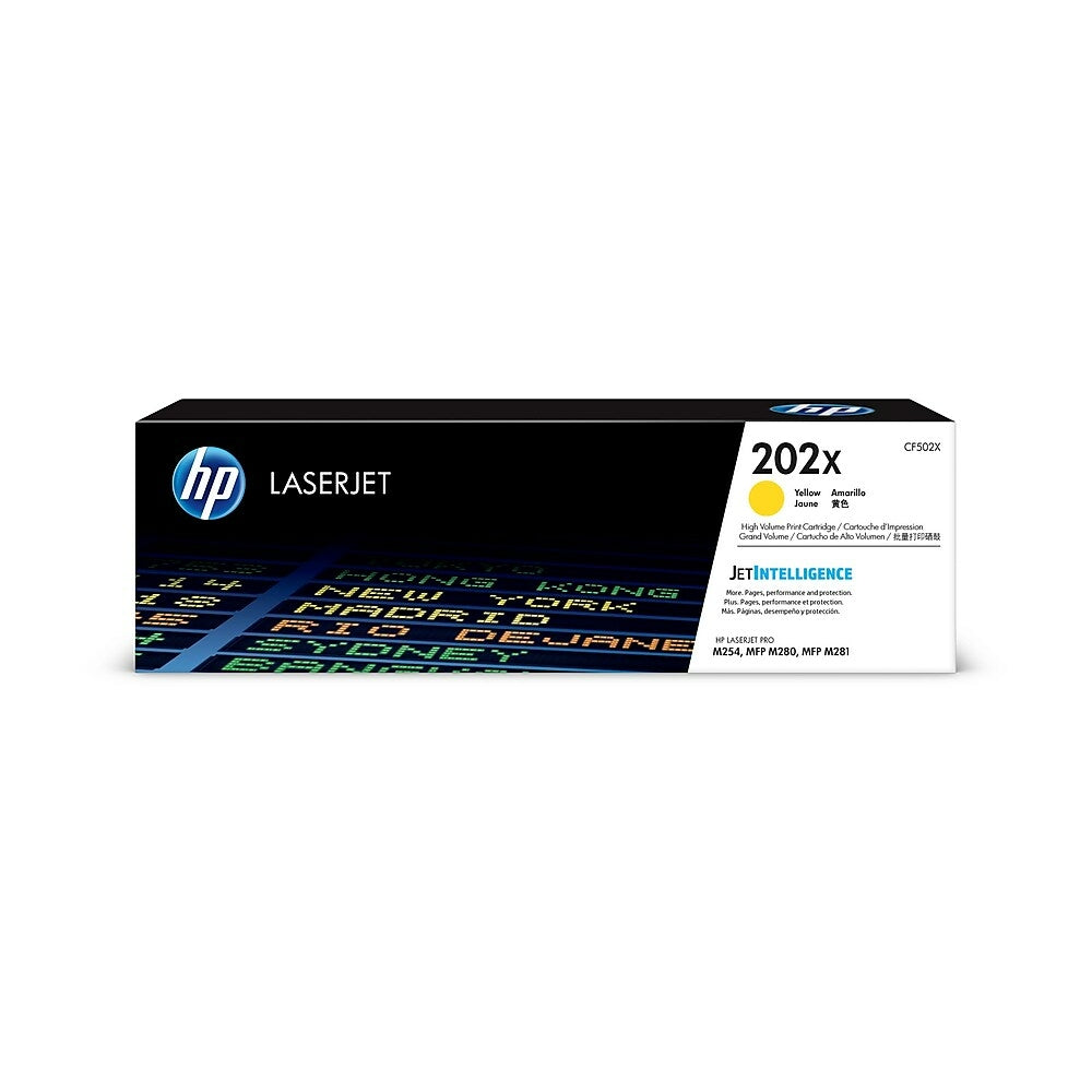 Cartouche de toner LaserJet jaune haute capacité HP 202X (CF502X) d'origine