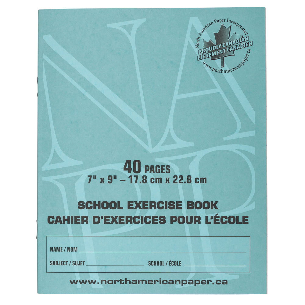 Cahiers d'exercices North American Paper Inc. - 7" x 9" - 1 cm de papier quadrillé - 40 pages - Paquet de 25