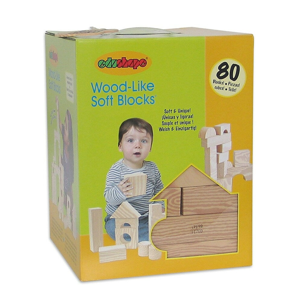 Edushape Wood Like Soft Blocks, 80 Pack (EDU715071)