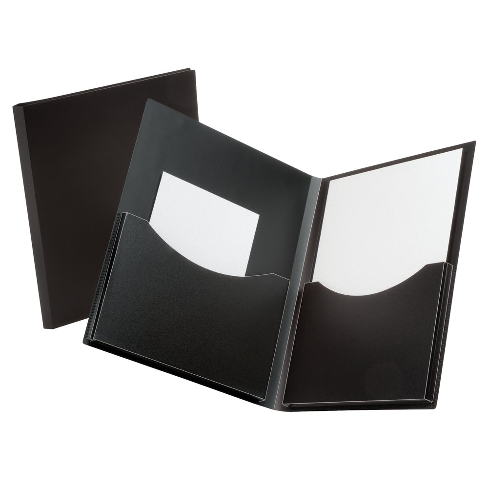Oxford Double Stuff Laminated Twin-Pocket Folder - Letter Size - Black