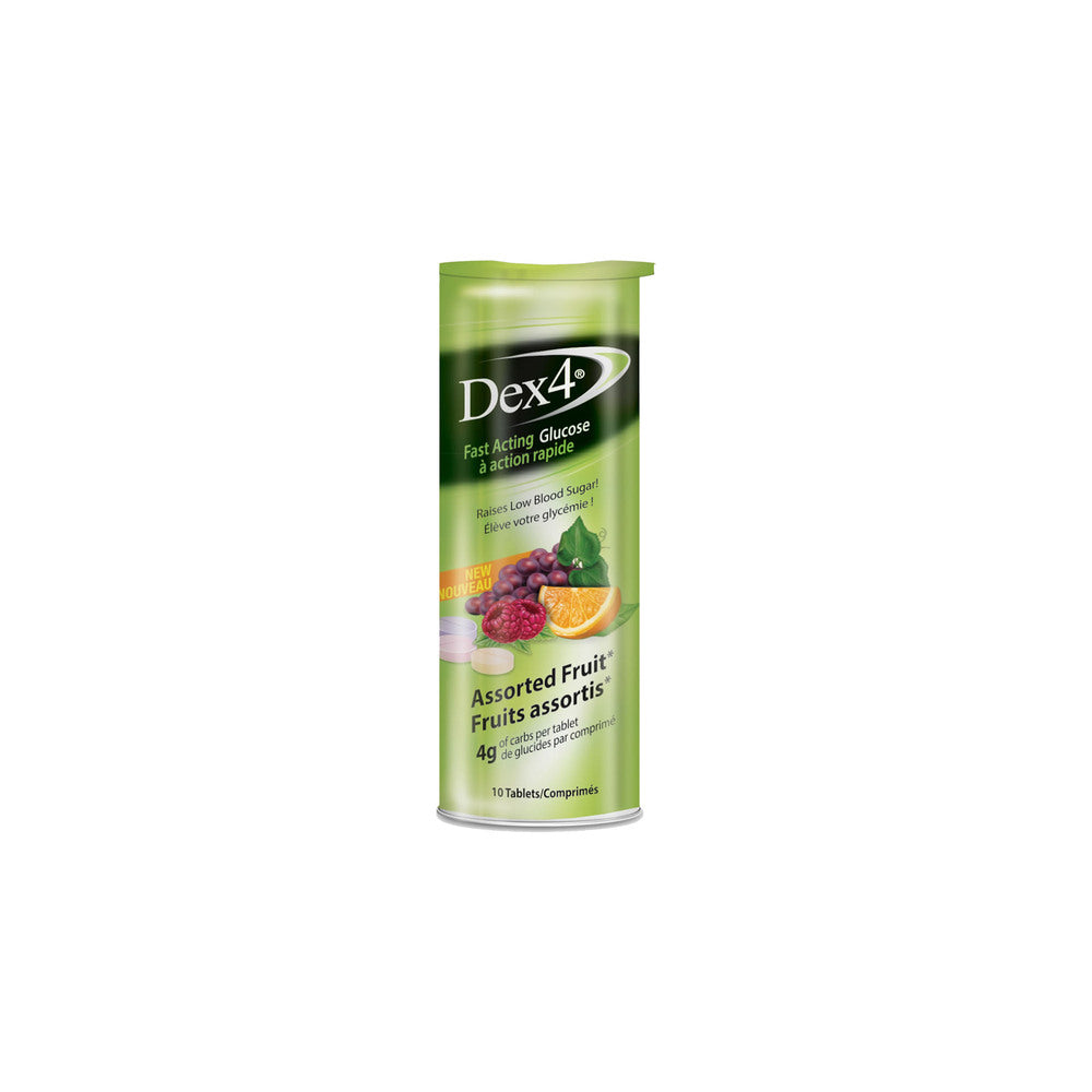 Dex-4 Fast Acting Glucose, Assorted Fruit, 4g, 10 Tablets/Pack
