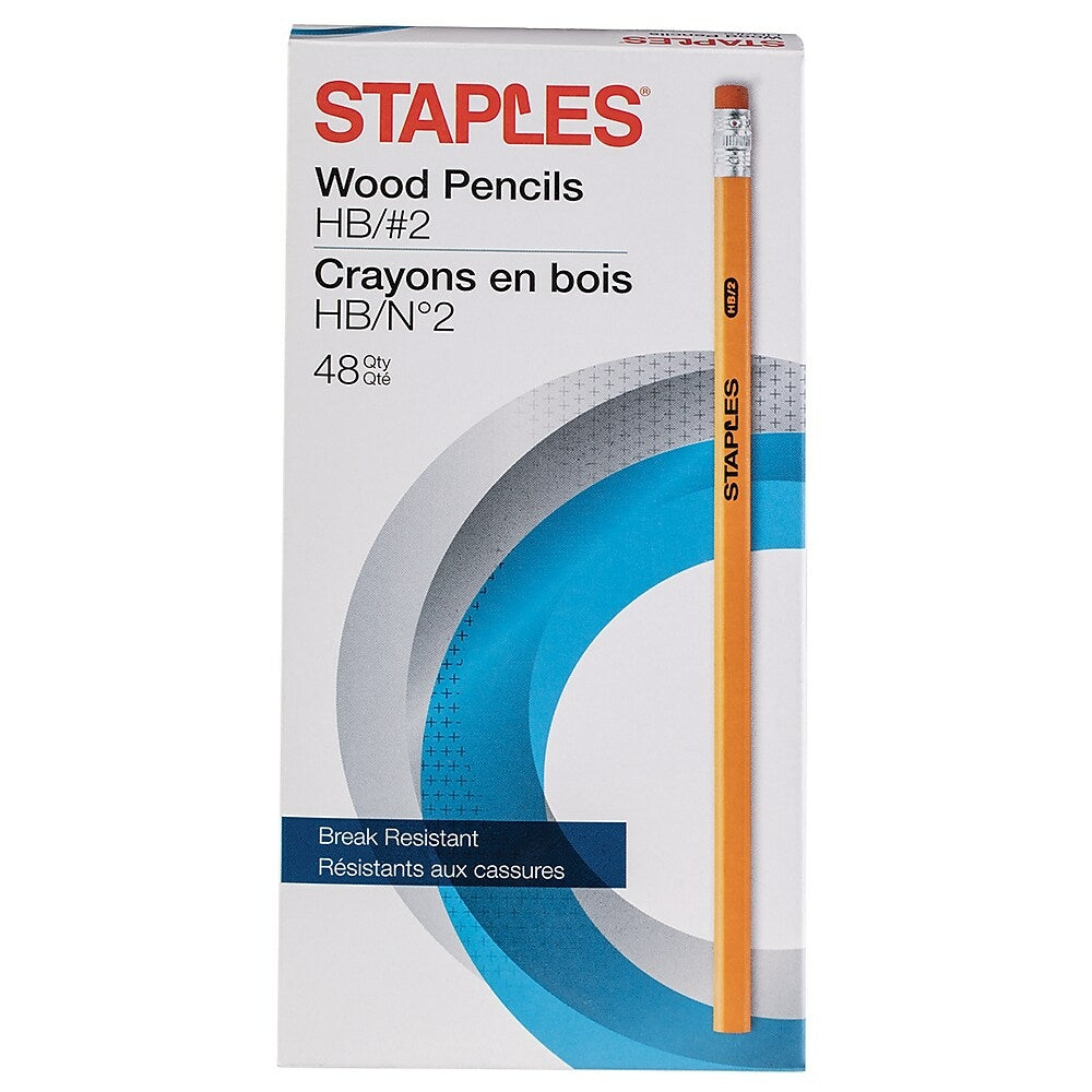 Crayons à mine en bois Staples n° 2 HB - Paquet de 48