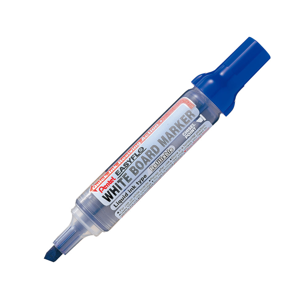 Marqueur pour tableau blanc rechargeable Pentel Easyflo - Pointe biseautée - Bleu