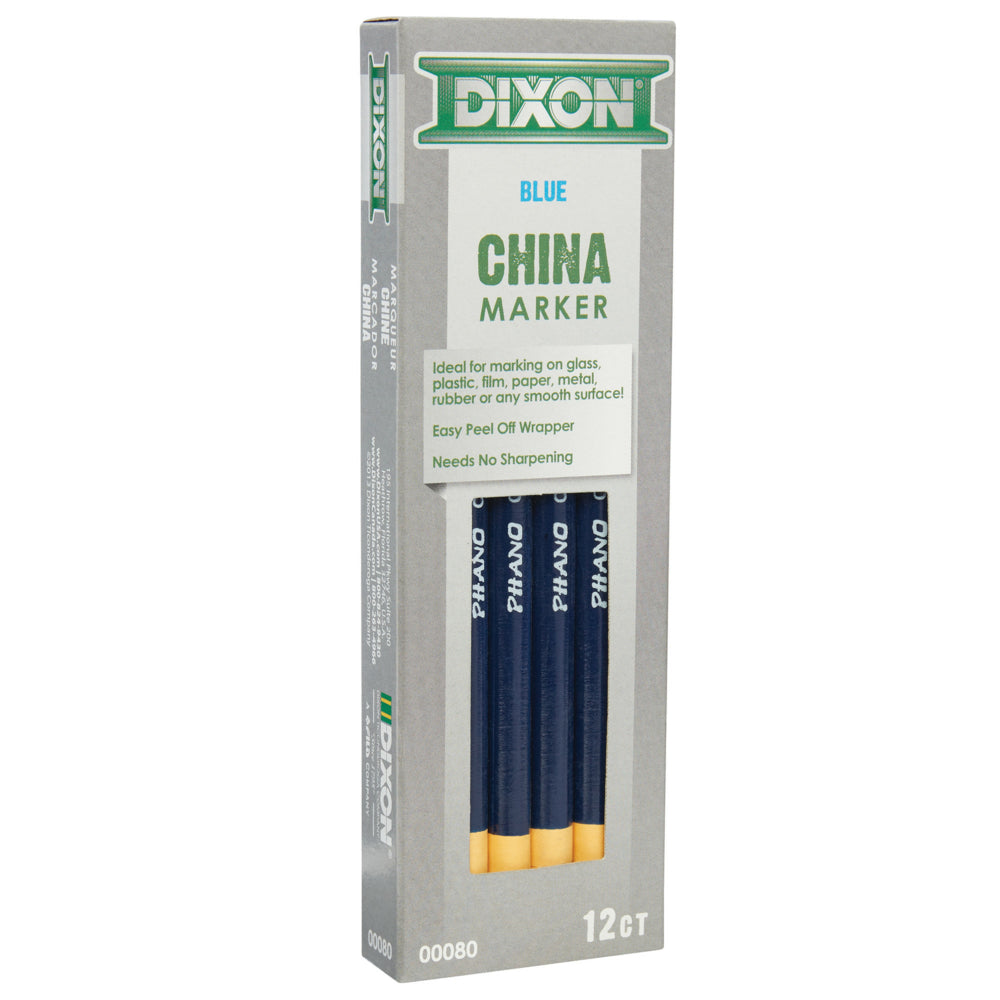 Dixon Industrial Phano China Markers - Blue - 12 Pack