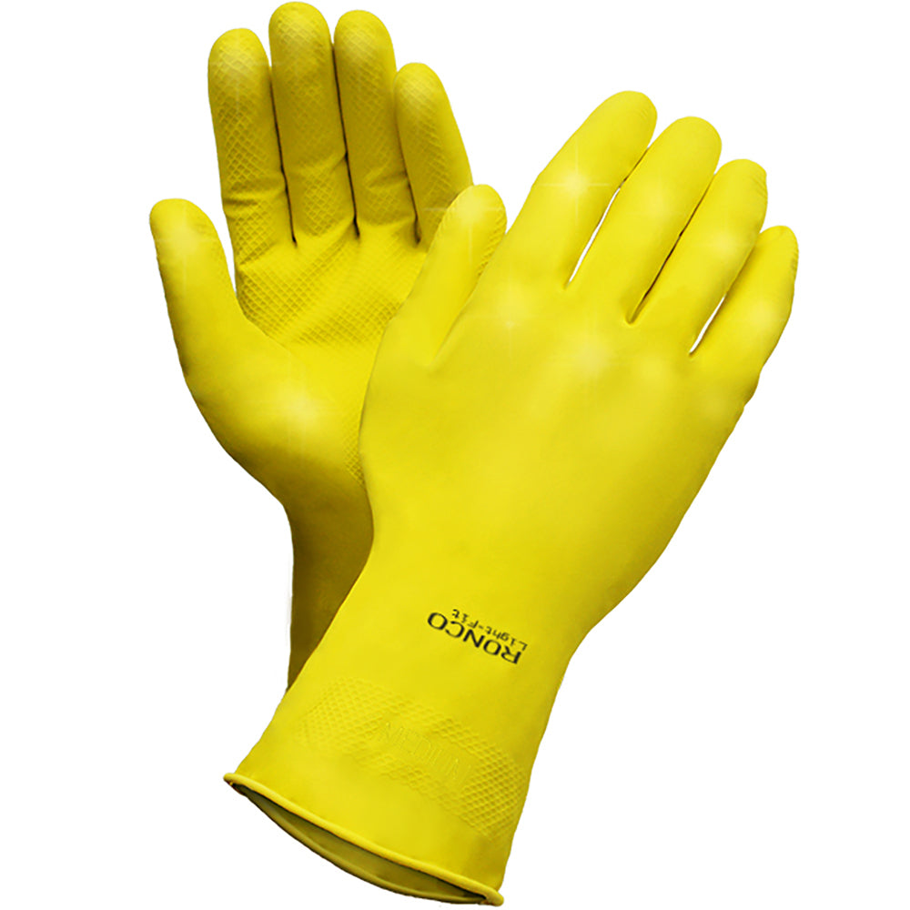 Ronco Latex Gloves - Yellow - Medium - 12 Pair Pack