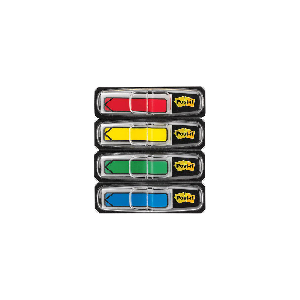 Drapeaux fléchés Post-It - Couleurs primaires assorties - 1,27 cm l x 4,3 cm L (1/2" l x 1,7" L) - 24 drapeaux par bloc - 4 blocs par paquet