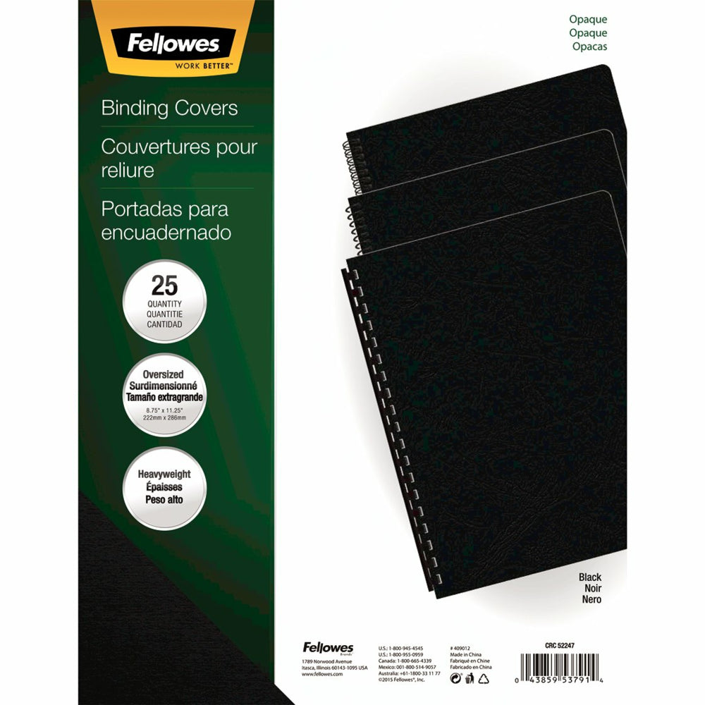 Fellowes Futura Presentation Covers - Oversize - Black - 25 pack