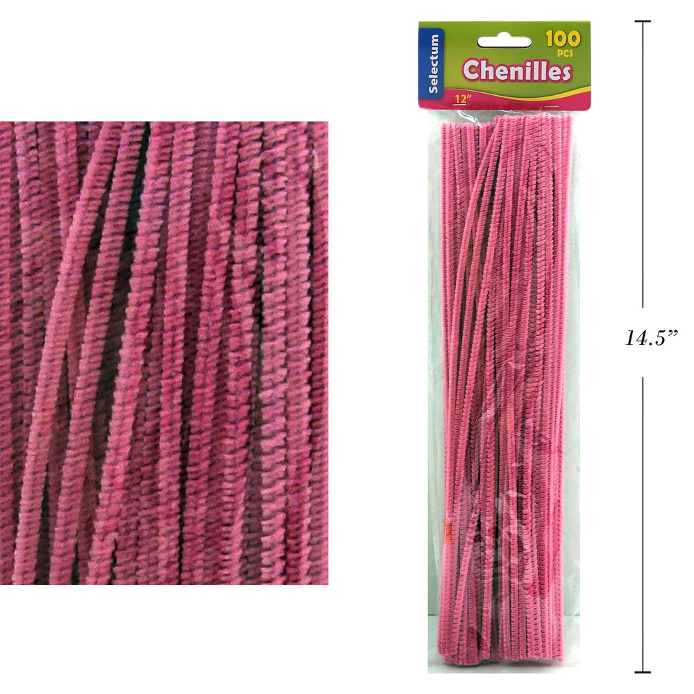 Selectum Pipe Cleaners - 12" - Pink - 100 Pack