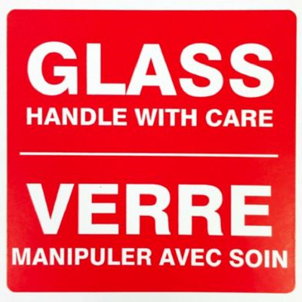 Étiquettes Spicers « Manipuler avec précaution » pour verres - 4 x 4 po - 500 rouleaux - Bilingue