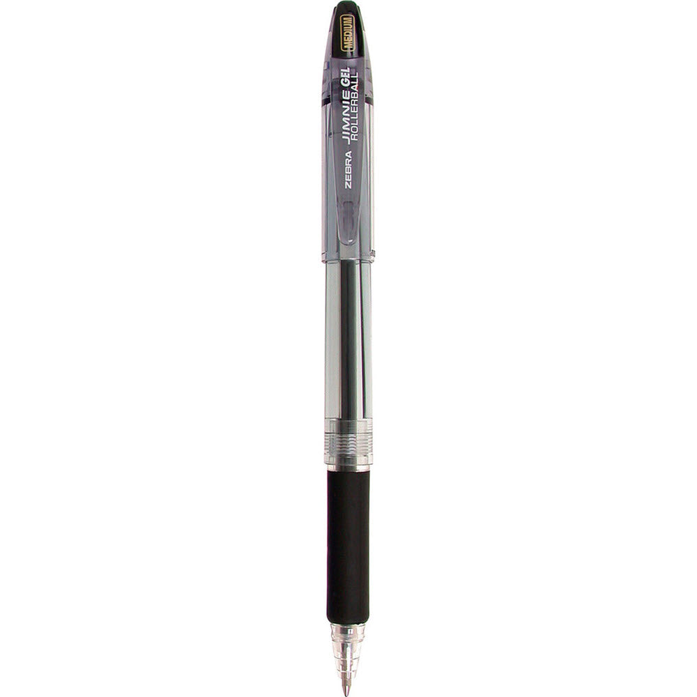 Zebra Jimnie Gel Ink Grip Rolling Ball Pen - Medium Point - 0.7mm - Black Ink - 12 Pack