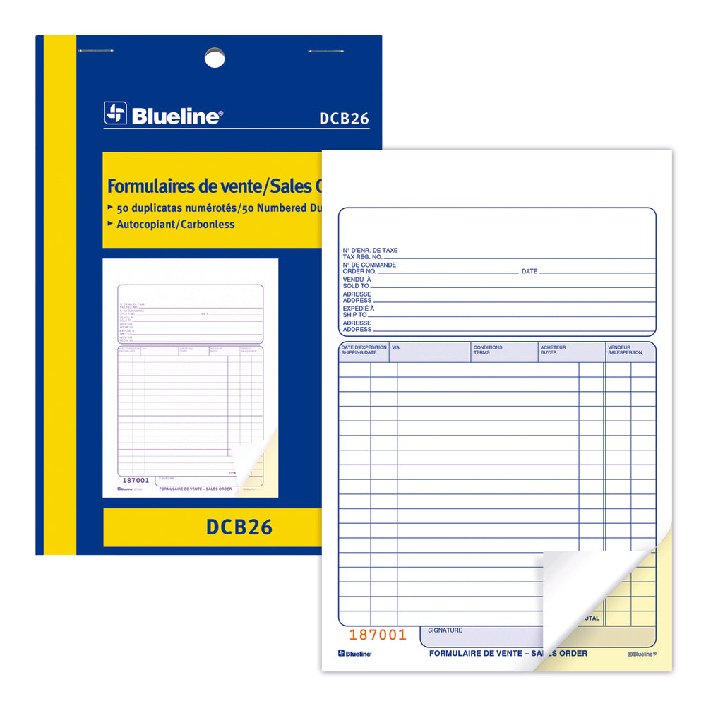 Blueline DCB26 Bilingual Sales Orders Book - 50 Duplicates