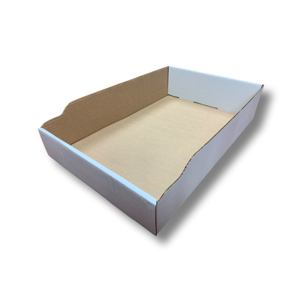 Abbey Industries Open Top Bin Boxes - White - 18" L x 12" W x 4" H - 50 Pack
