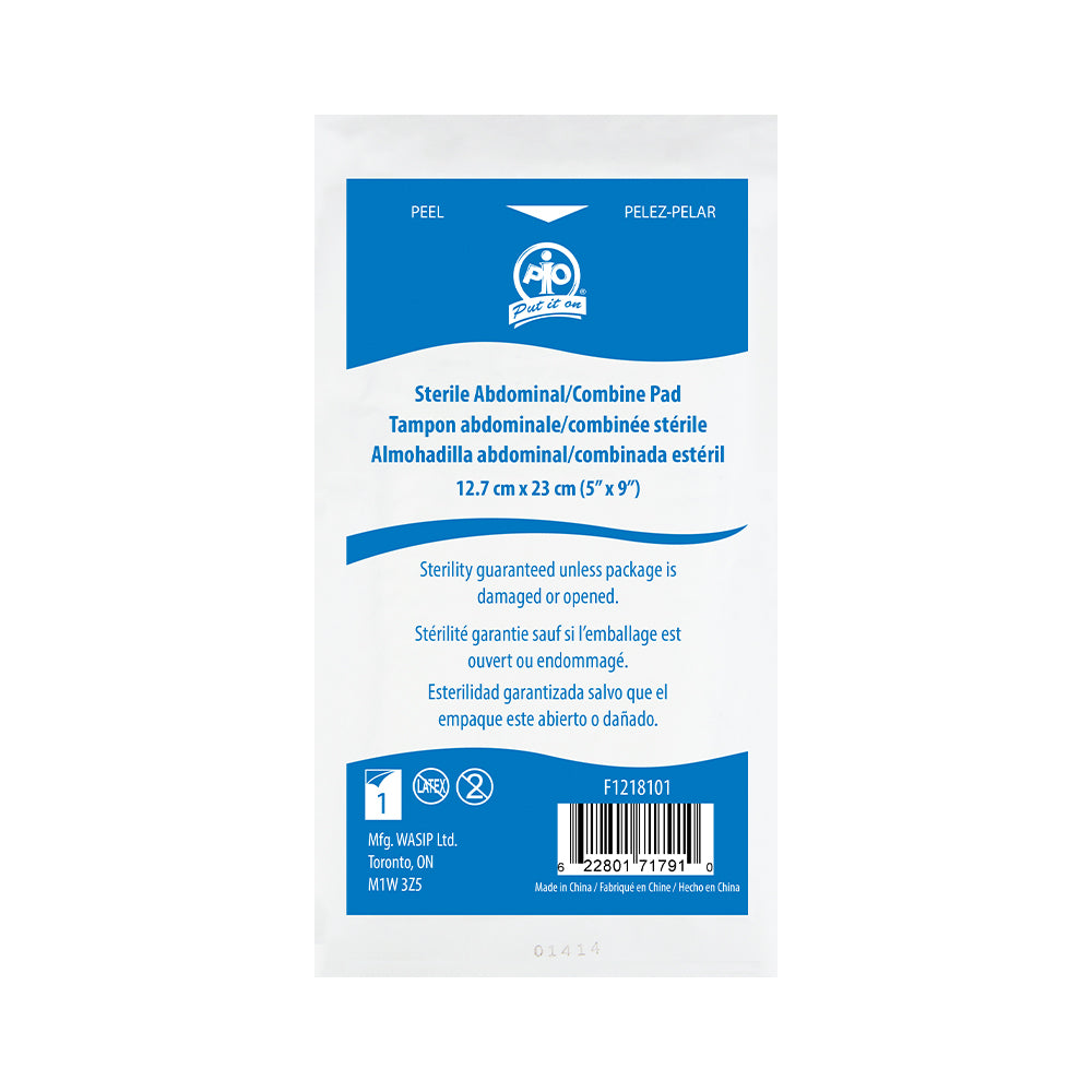 Wasip Sterile Abdominal/Combine Pad - 12.7 x 23cm