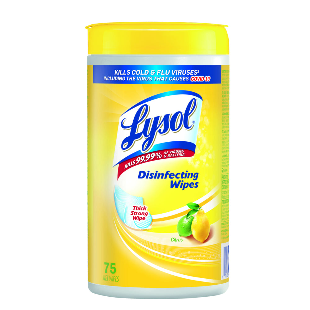 Lingettes désinfectantes Lysol - Agrumes - Paquet de 75
