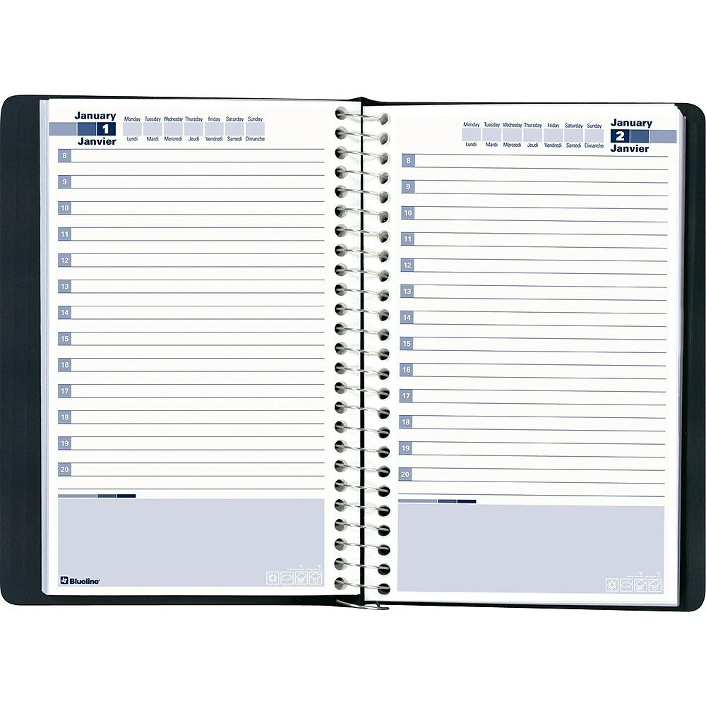 Blueline Daily Perpetual Date Book, 8" x 5", Bilingual
