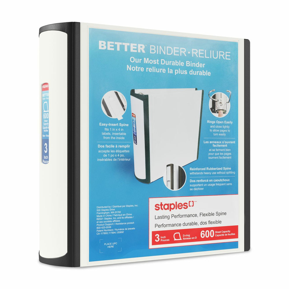 Staples Better Binder - 3" - White