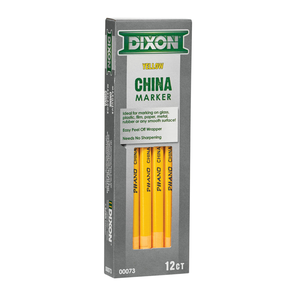 Dixon Industrial Phano China Markers - Yellow - 12 Pack