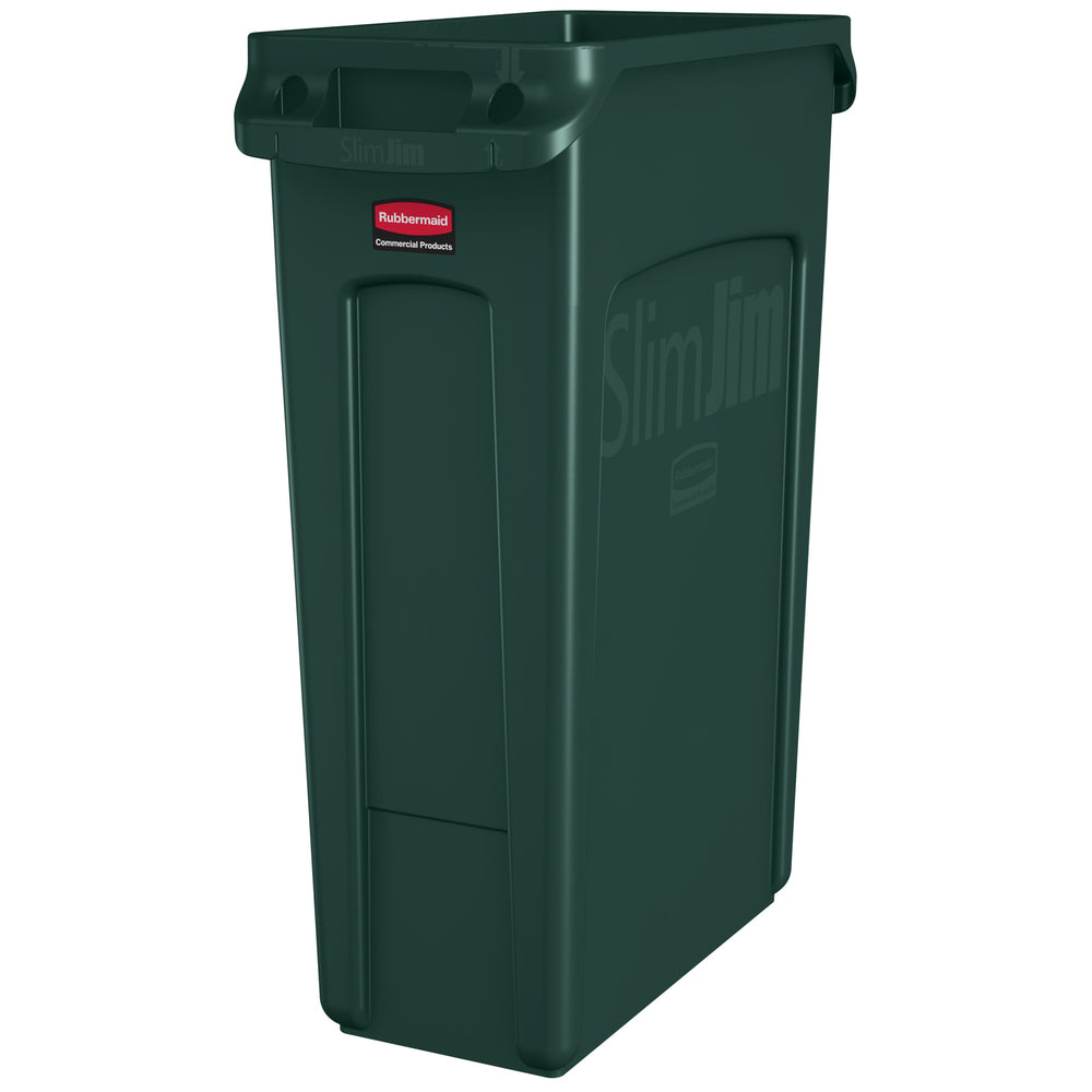 Rubbermaid Slim Jim with Venting Channels - 23 Gallons - Green