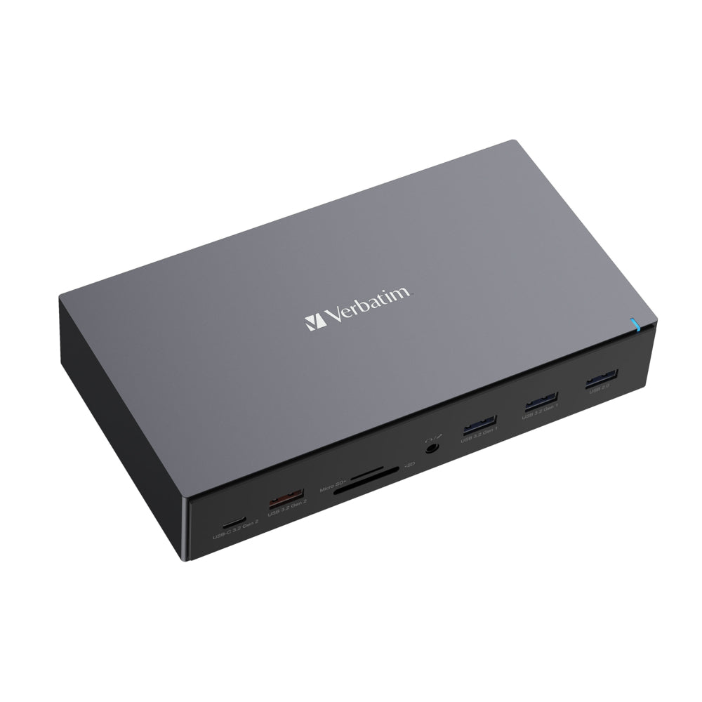 Verbatim USB-C Pro Docking Station 17-1 - 7.09" L x 3.94" W x 1.61" H - Grey
