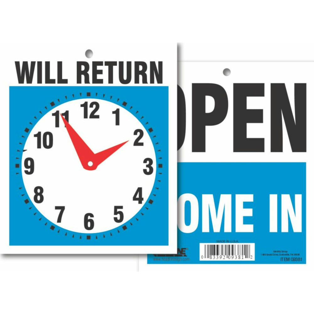 Headline Sign Open/Closed/Will Return Clock Sign