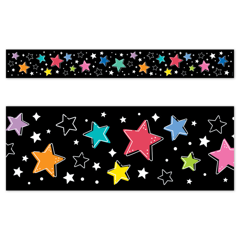 Creative Teaching Press Étoiles colorées sur bordure noire brillante EZ