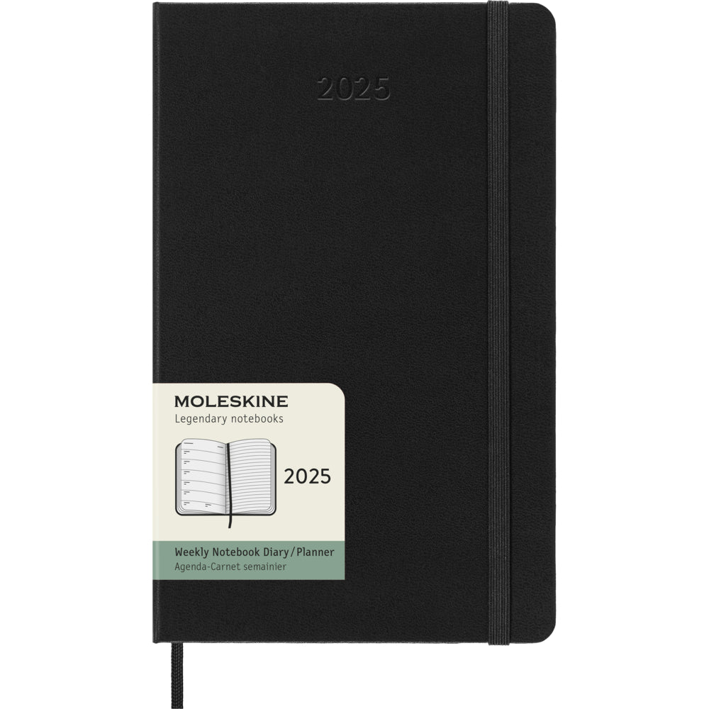 Moleskine 2025 Weekly Large Hard Cover Planner - 5" x 8.25" - Black