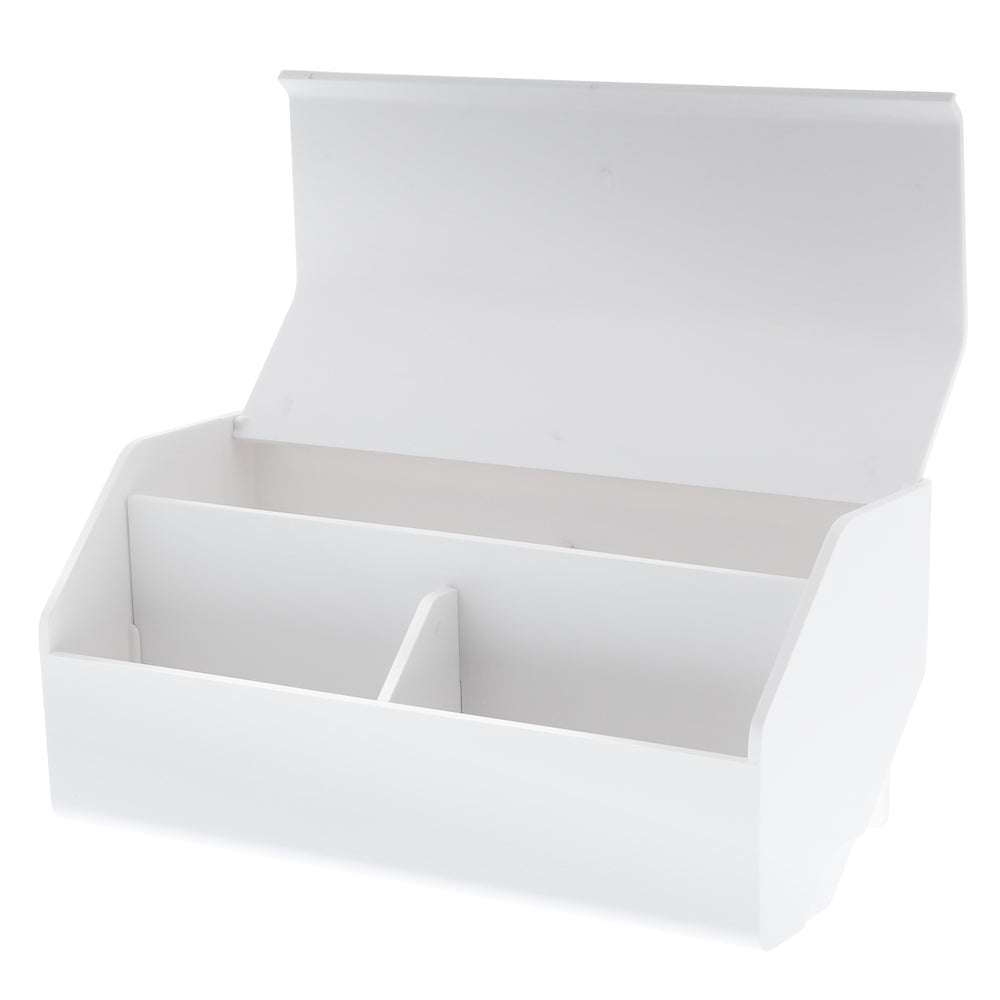 Konnect Storage Bin with Removable Lid and 2 Modular Dividers - White