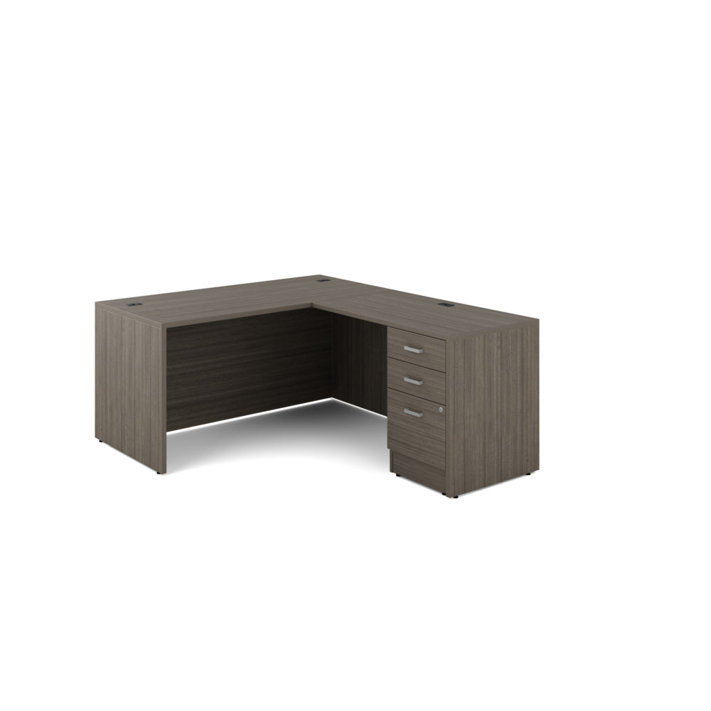 Offices to Go - Newland L-Shaped Workstation - 3 Drawer - 60" W x 72" D - Grey